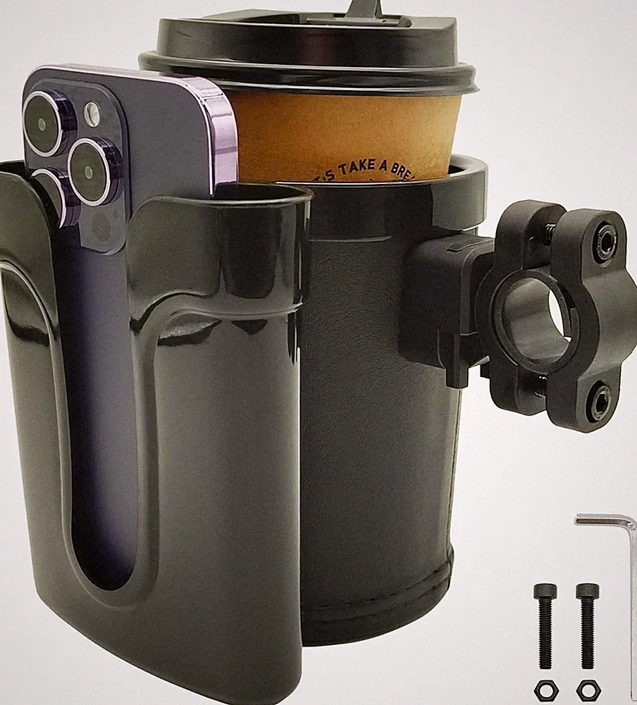 Bike Cup Holder with Phone Keys Holder, Handlebar Water Bottle Cage for E-Bike